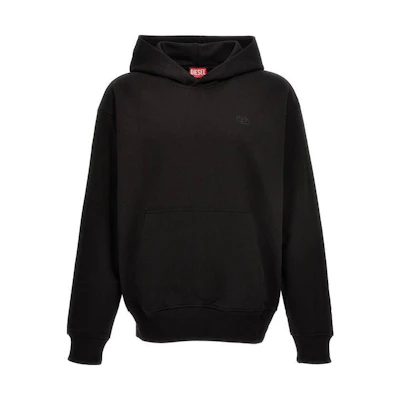 DIESEL FW23 Black Loose Fit Hoodie with Solid Color Embroidery. A113040GYCJ9XX