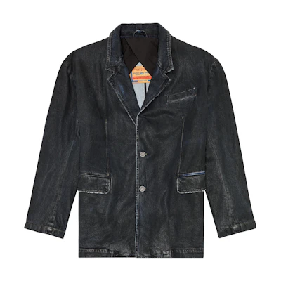 DIESEL FW23 Black Washed Denim Jacket Long Sleeve Button-Up. A114180HJAU-9XX