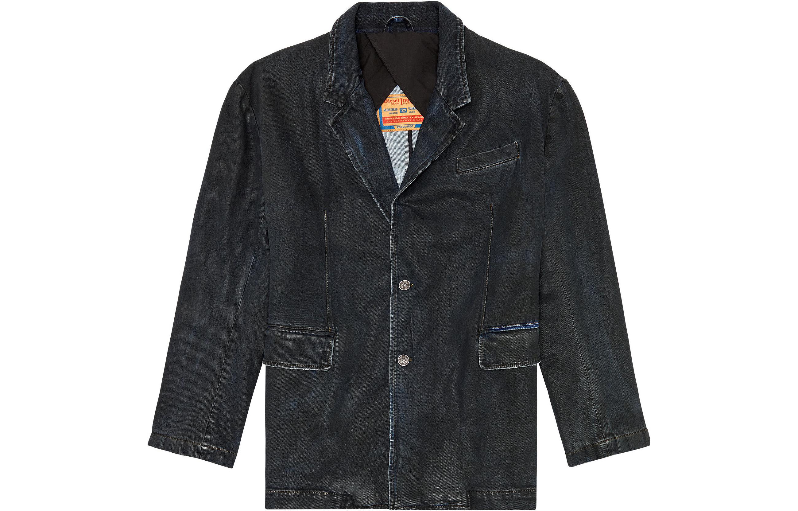 Order DIESEL FW23 黑色水洗牛仔外套長袖釦扣款式. A114180HJAU-9XX