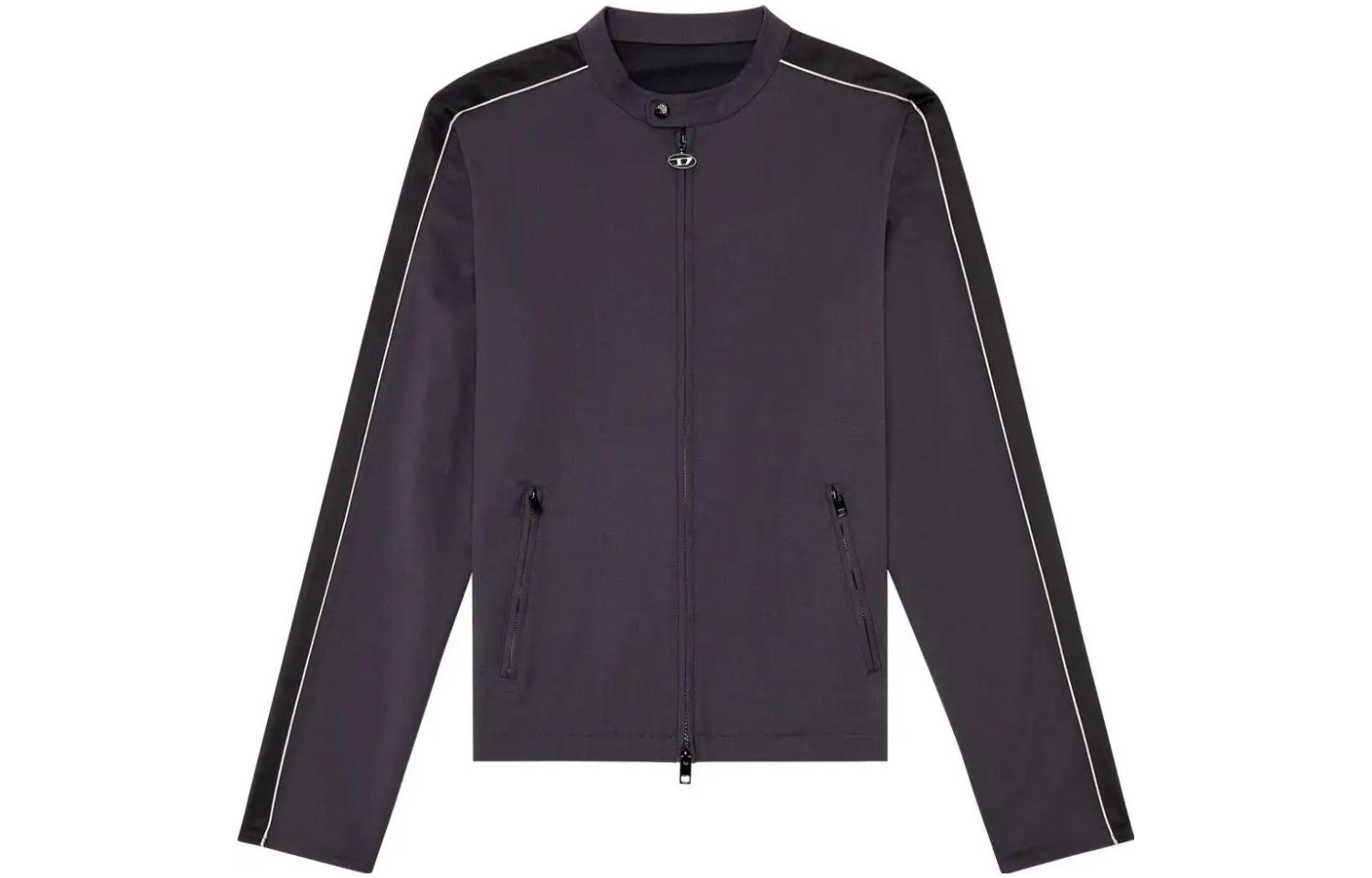 DIESEL FW23  Gray Zip-Up Stretch Straight-Cut Long-Sleeve Jacket A120940CLAI-GREY