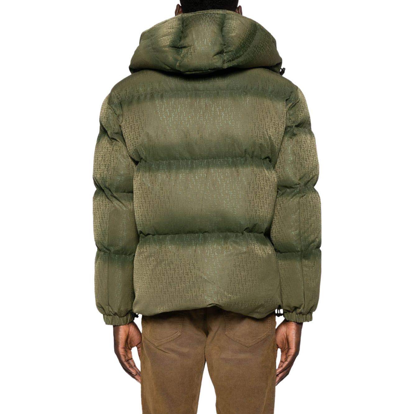 Purchase DIESEL FW23  Green Solid Print Hooded Puffer Jacket. A104890DNAU-5AF