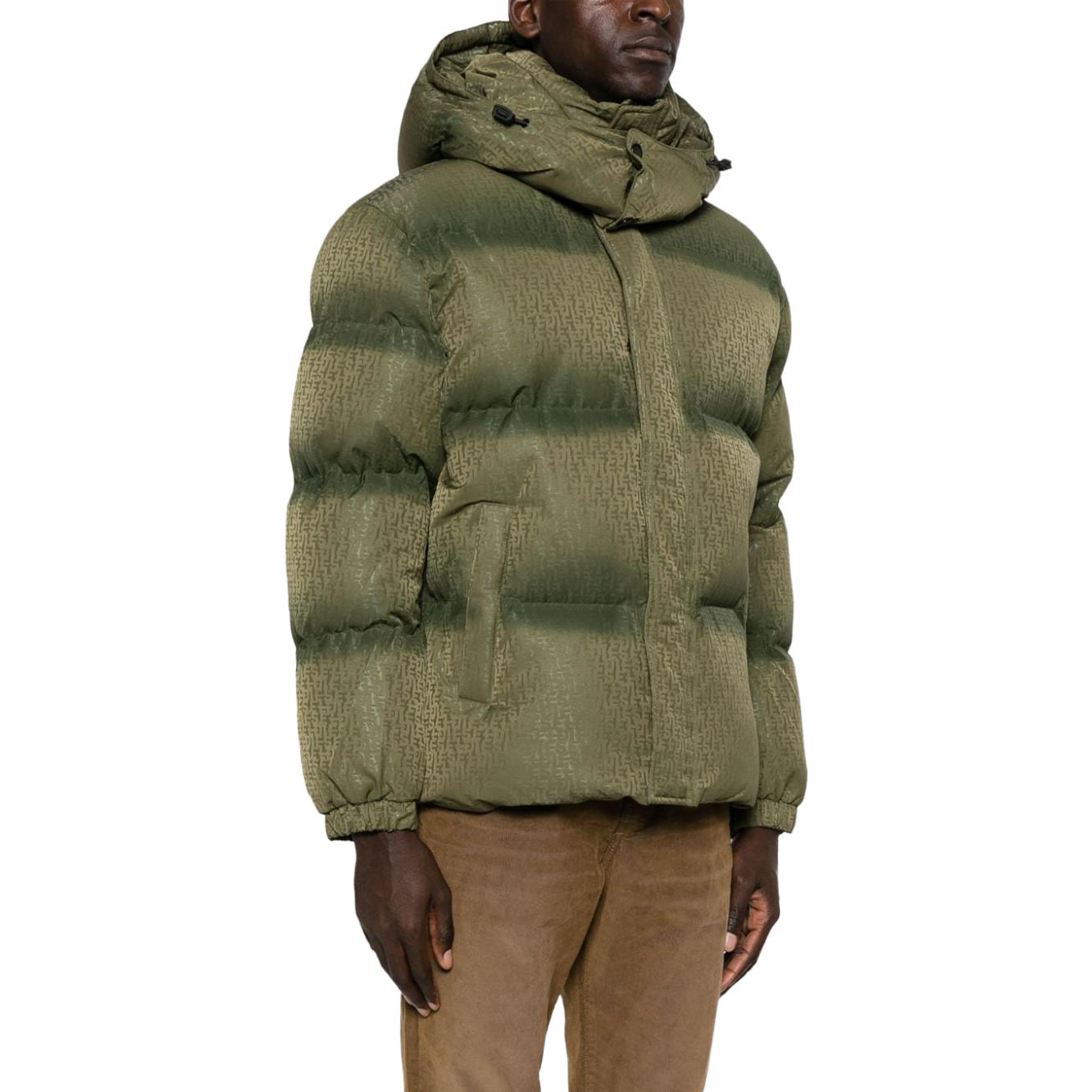 Details for DIESEL FW23  Green Solid Print Hooded Puffer Jacket. A104890DNAU-5AF