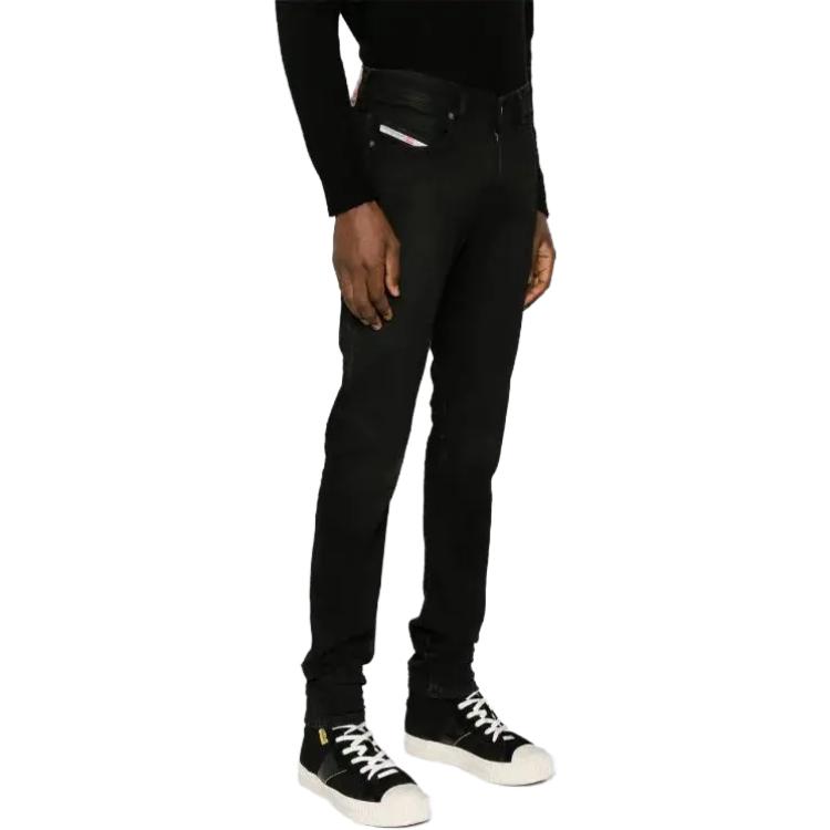 Purchase DIESEL FW23 ローライズスリムフィットブラックジーンズ 隠しジッパー付き A0359409H94-BLACK