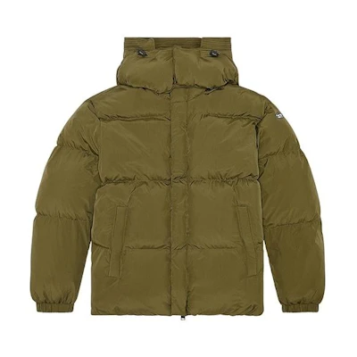 DIESEL FW23 Short Hooded Down Jacket Army Green - Warm & Comfy. A106010AEAI-5AF