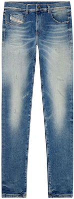 DIESEL FW23 Seluar Jeans Patchwork Slim Fit Biru Distressed A0355809H55-01 Order DIESEL FW23 Seluar Jeans Patchwork Slim Fit Biru Distressed A0355809H55-01