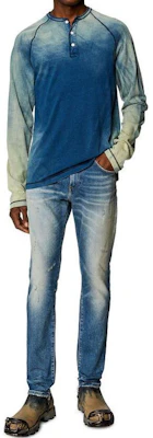 DIESEL FW23 Seluar Jeans Patchwork Slim Fit Biru Distressed A0355809H55-01 Lookbook DIESEL FW23 Seluar Jeans Patchwork Slim Fit Biru Distressed A0355809H55-01