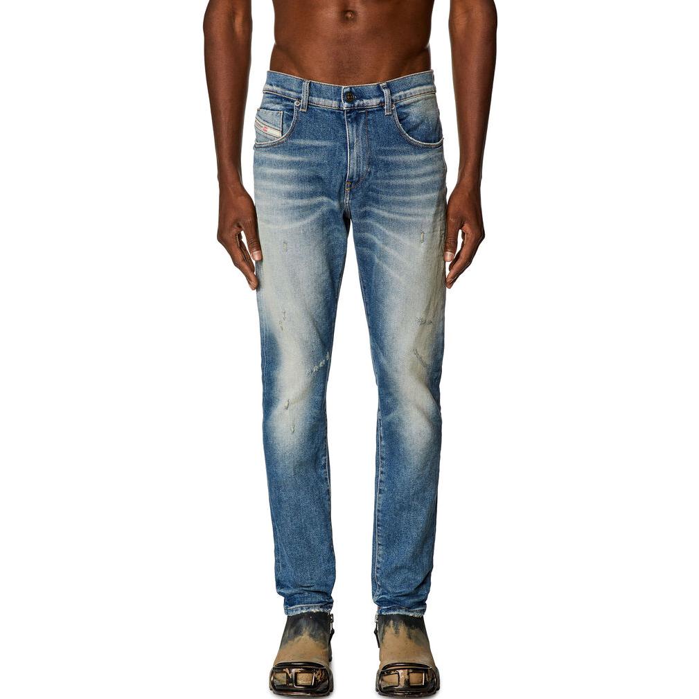 Purchase DIESEL FW23 Seluar Jeans Patchwork Slim Fit Biru Distressed A0355809H55-01