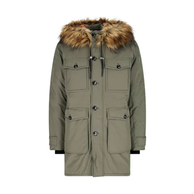 DIESEL FW23 Solid Color Long Hooded Parka Jacket - Green A106100IDAP-5AF