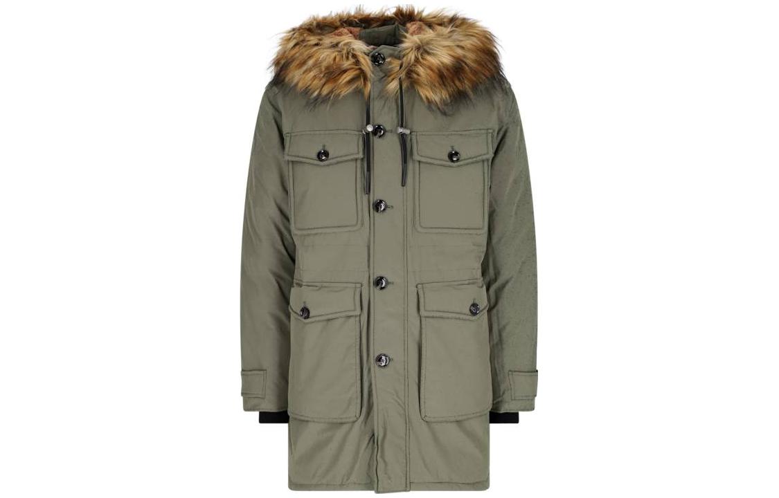 Order DIESEL FW23 Jaket Parka Tudung Panjang Warna Pepejal - Hijau A106100IDAP-5AF