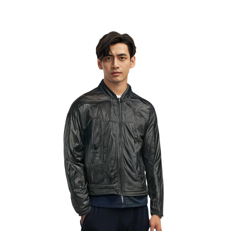 Details for DIESEL FW23 Jaket Zip-Up Berleher Tinggi Warna Hitam. A106750HJAD-9XX