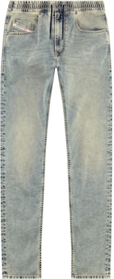 DIESEL FW23 Tapered Elastic Waist Washed Jeans in Medium Blue. A11883068JW-01 Buy DIESEL FW23 Tapered Elastic Waist Washed Jeans in Medium Blue. A11883068JW-01