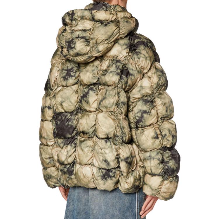 Shop DIESEL FW23 卡其色紮染印花拉鏈連帽外套。 A062150DGAN-7BD