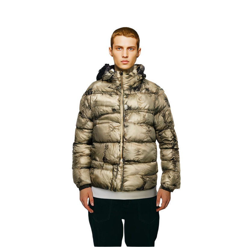 Details for DIESEL FW23 卡其色紮染印花拉鏈連帽外套。 A062150DGAN-7BD