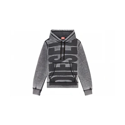 DIESEL FW23 Vintage Washed Letter Hoodie - Black. A104310NJAC-900