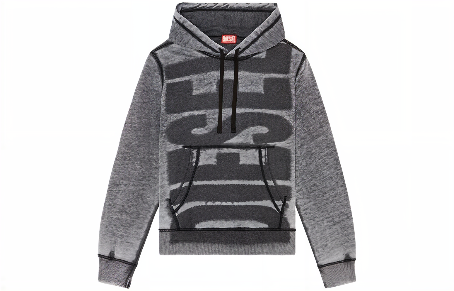 DIESEL FW23  Vintage Washed Letter Hoodie - Black. A104310NJAC-900 圖 2