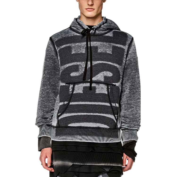 DIESEL FW23  Vintage Washed Letter Hoodie - Black. A104310NJAC-900 圖 3