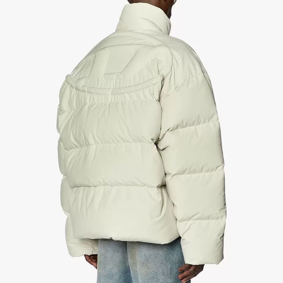 Shop DIESEL FW23 Jaket Putih High Collar Zip-Up Solid. A114320BJAJ-8AF