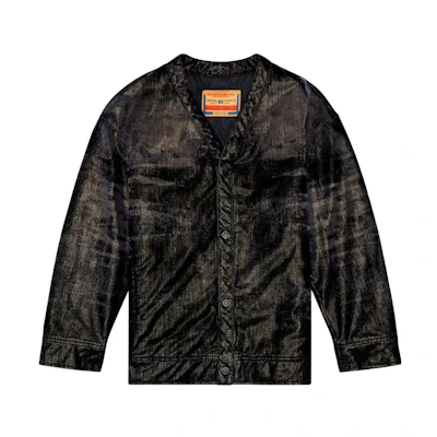 Diesel FW23 Black Brushed V-Neck Single-Breasted Loose-Fit Jacket A1324109I49-BLACK