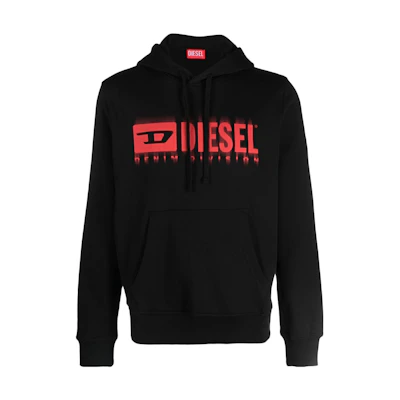 Diesel FW23 Black Cotton Hoodie with Letter Print Long Sleeves A125810JFAV-BLACK