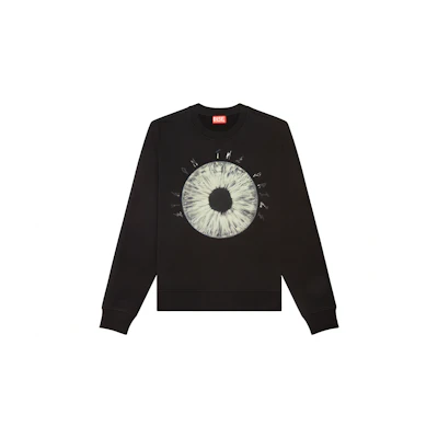 Diesel FW23 Black Crewneck Sweatshirt with Eye Letter Print A110820JFAV-900
