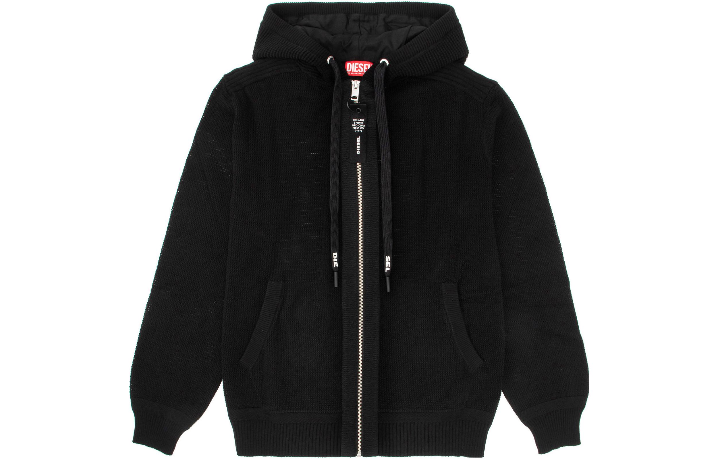 Diesel FW23 Black Drawstring Hoodie Long Sleeve A130530KLAZ-9XX