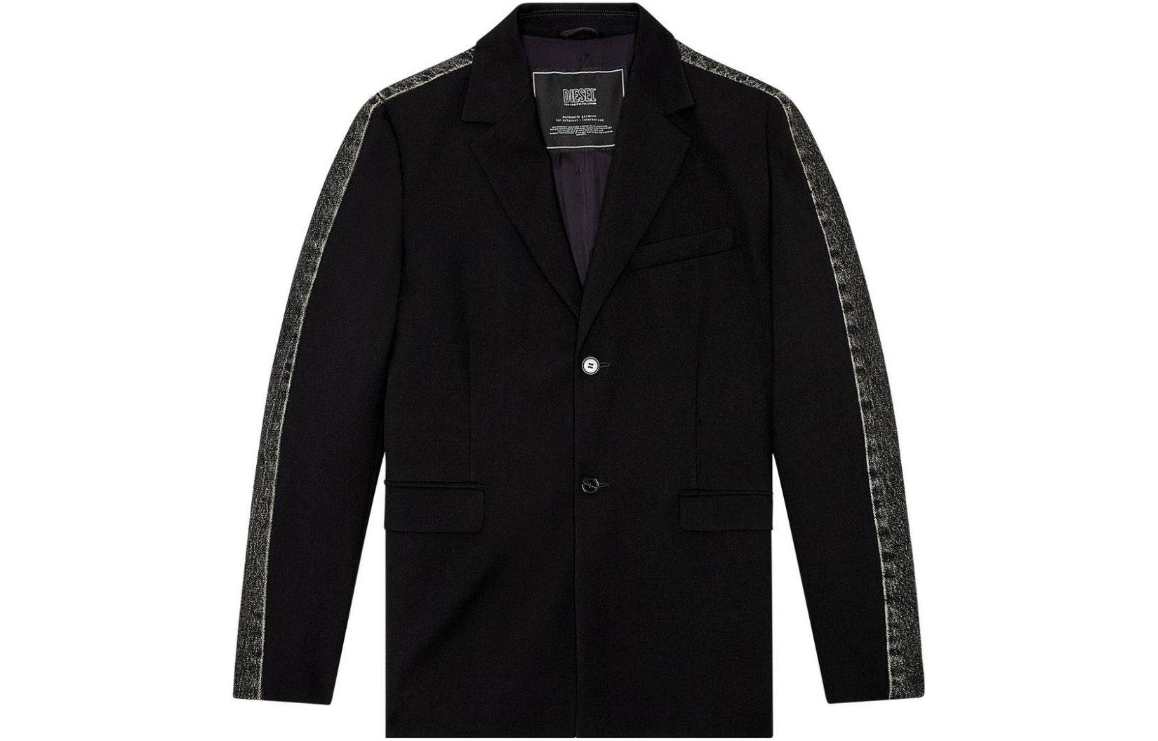 Diesel FW23 Black Patchwork Loose-Fit Long-Sleeve Jacket for Men A129850LIAQ-BLACK