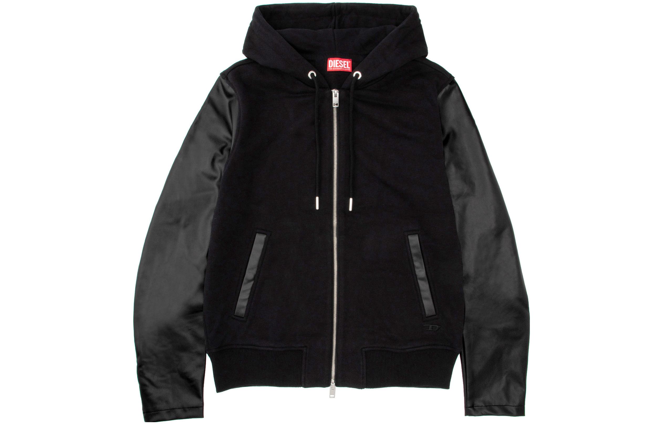 Diesel FW23 Black Patchwork Zip-Up Long-Sleeve Jacket A130410NJAG-9XX