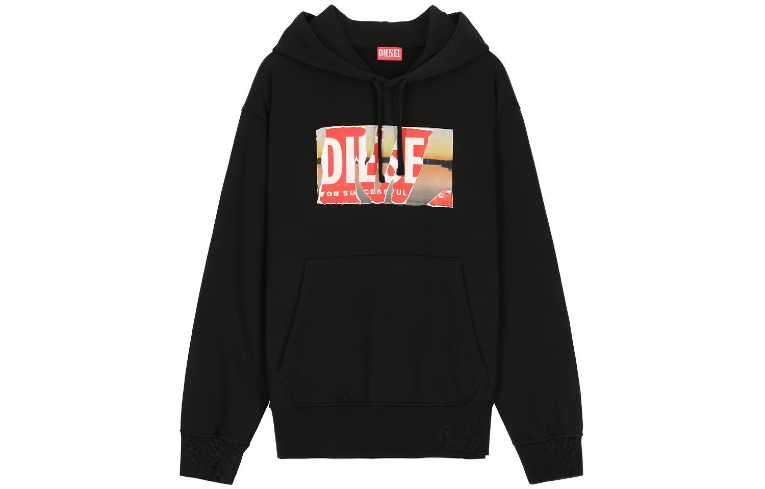 Diesel FW23 Black Printed Pullover Hoodie A112580EJAA-9XX
