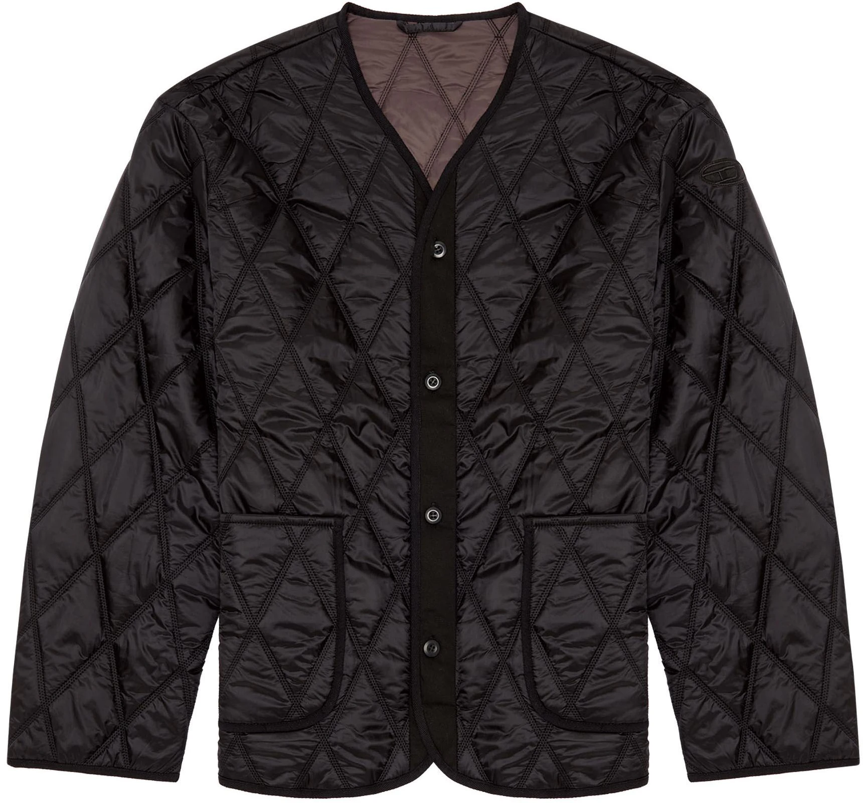 diesel-fw-23-black-v-neck-quilted-jacket-a127920-akae