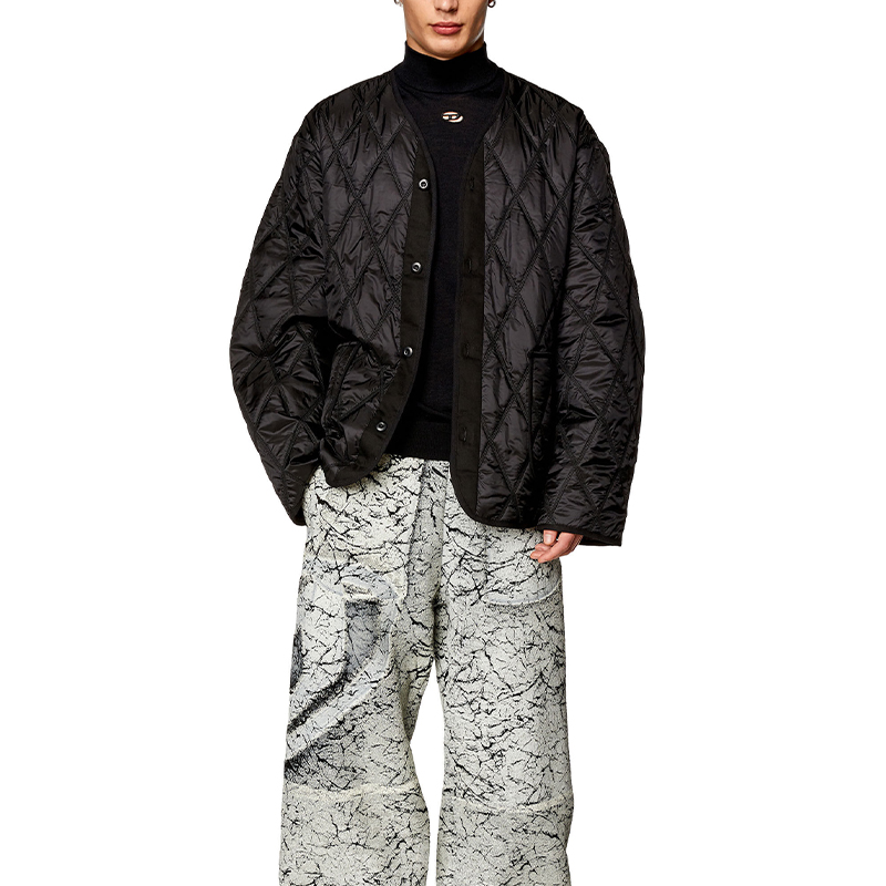 Diesel FW23 Black V-Neck Quilted Jacket A127920AKAE 圖 3