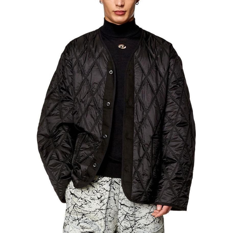 Diesel FW23 Black V-Neck Quilted Jacket A127920AKAE 圖 4