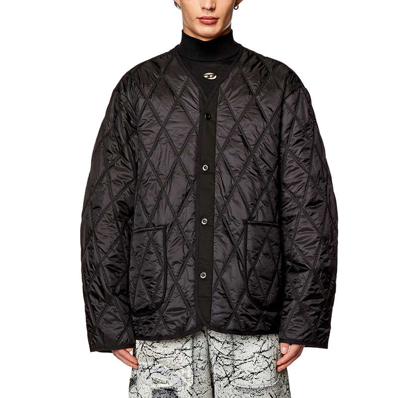 Diesel FW23 Black V-Neck Quilted Jacket A127920AKAE 圖 5