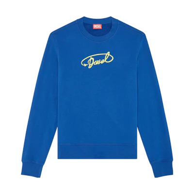 Diesel FW23 Blue Crewneck Long-Sleeve Sweatshirt with Embroidery A113180JFAV-8EK
