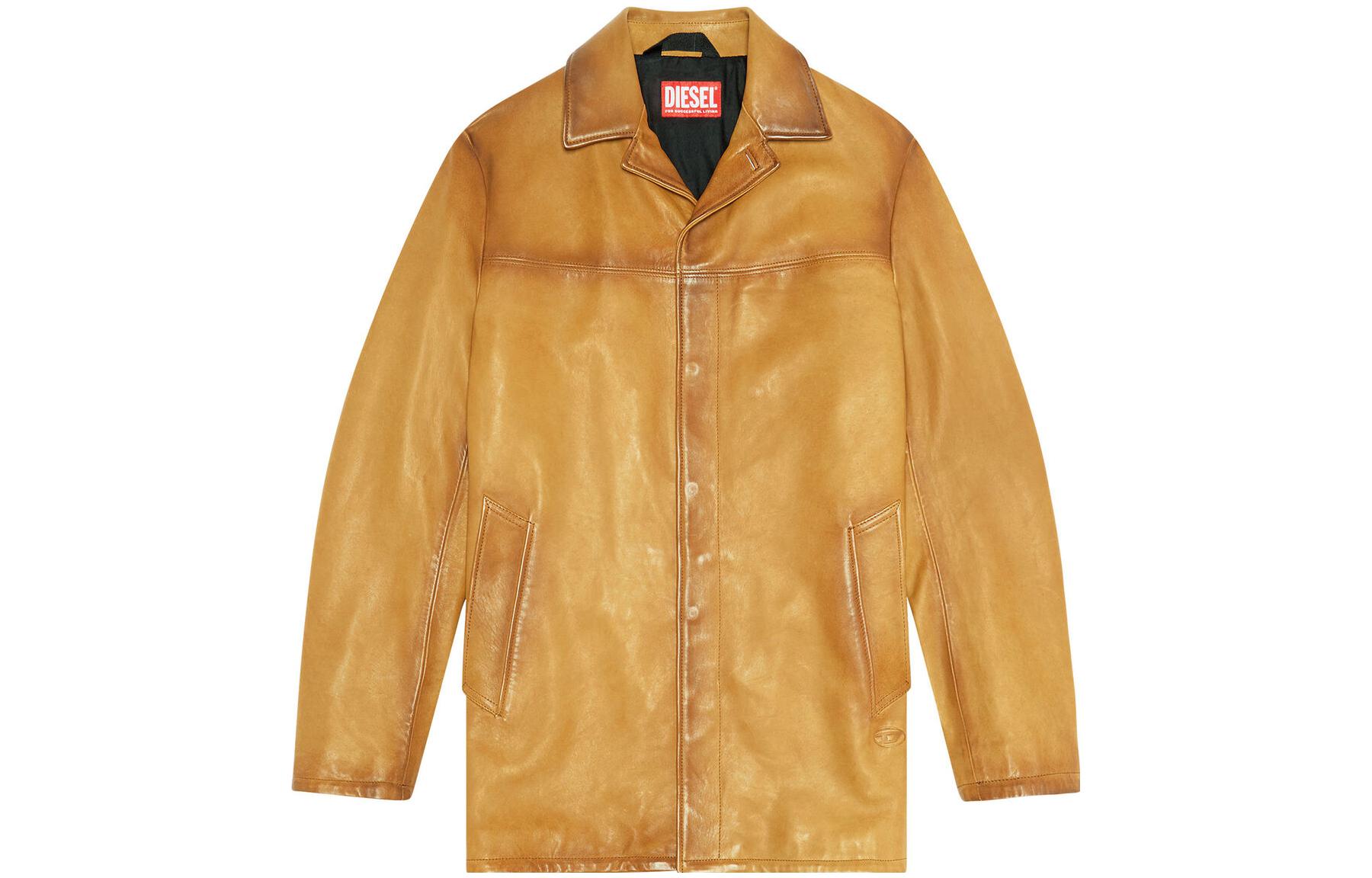 Diesel FW23 Brown Solid Button-Up Pocket Long-Sleeve Jacket A105240LICT-26