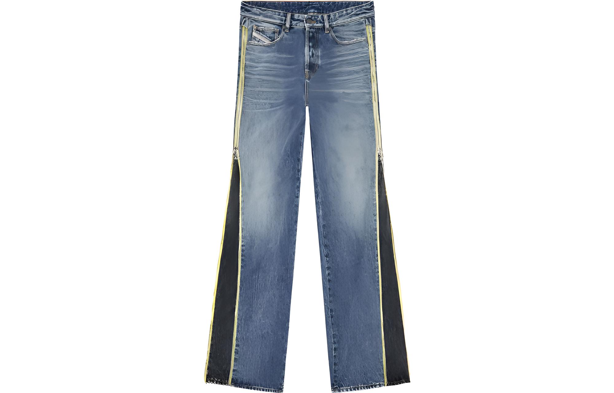 DIESEL FW23 D-Rise Side-Zip Relaxed Fit Flare Denim Jeans  Blue A11457007R9-01