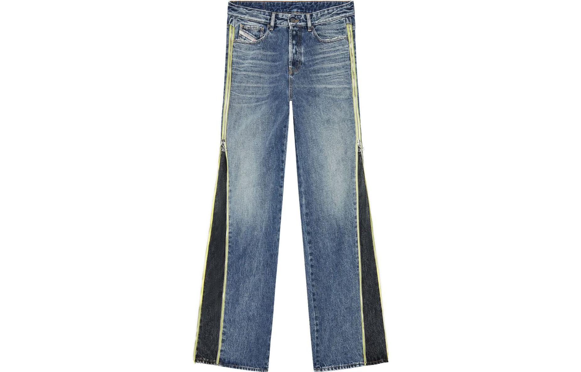 Order DIESEL FW23 蓝色D-Rise侧拉链宽松喇叭牛仔裤 A11457007R9-01