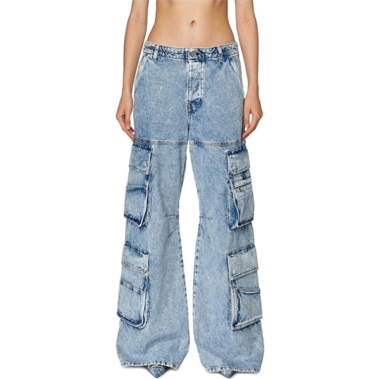 Lookbook DIESEL FW23 D-Sire Jeans Cargo Low-Rise Wide-Leg Biru Unisex. A091970NJAA-01