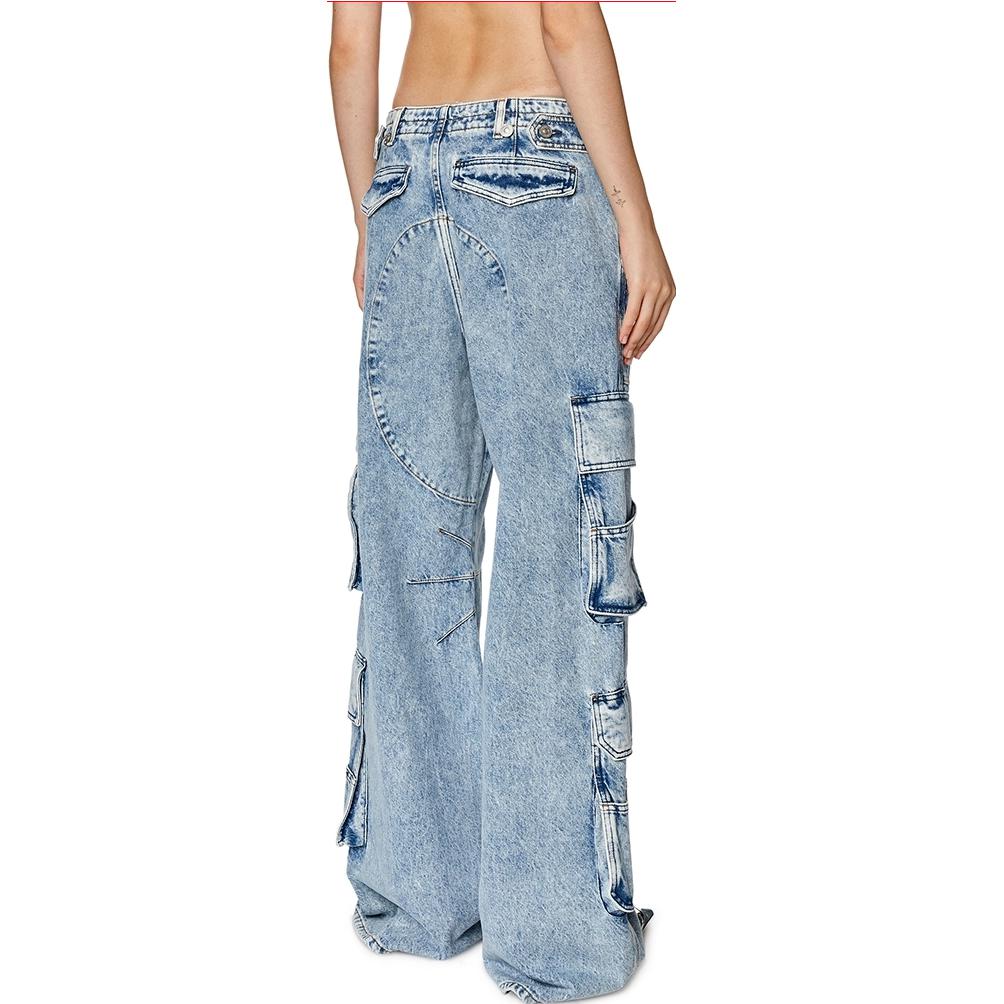 Shop DIESEL FW23 D-Sire Jeans Cargo Low-Rise Wide-Leg Biru Unisex. A091970NJAA-01