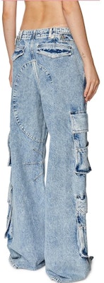 DIESEL FW23 D-Sire Blue Wide-Leg Low-Rise Cargo Jeans Unisex. A091970NJAA-01 Shop DIESEL FW23 D-Sire Blue Wide-Leg Low-Rise Cargo Jeans Unisex. A091970NJAA-01