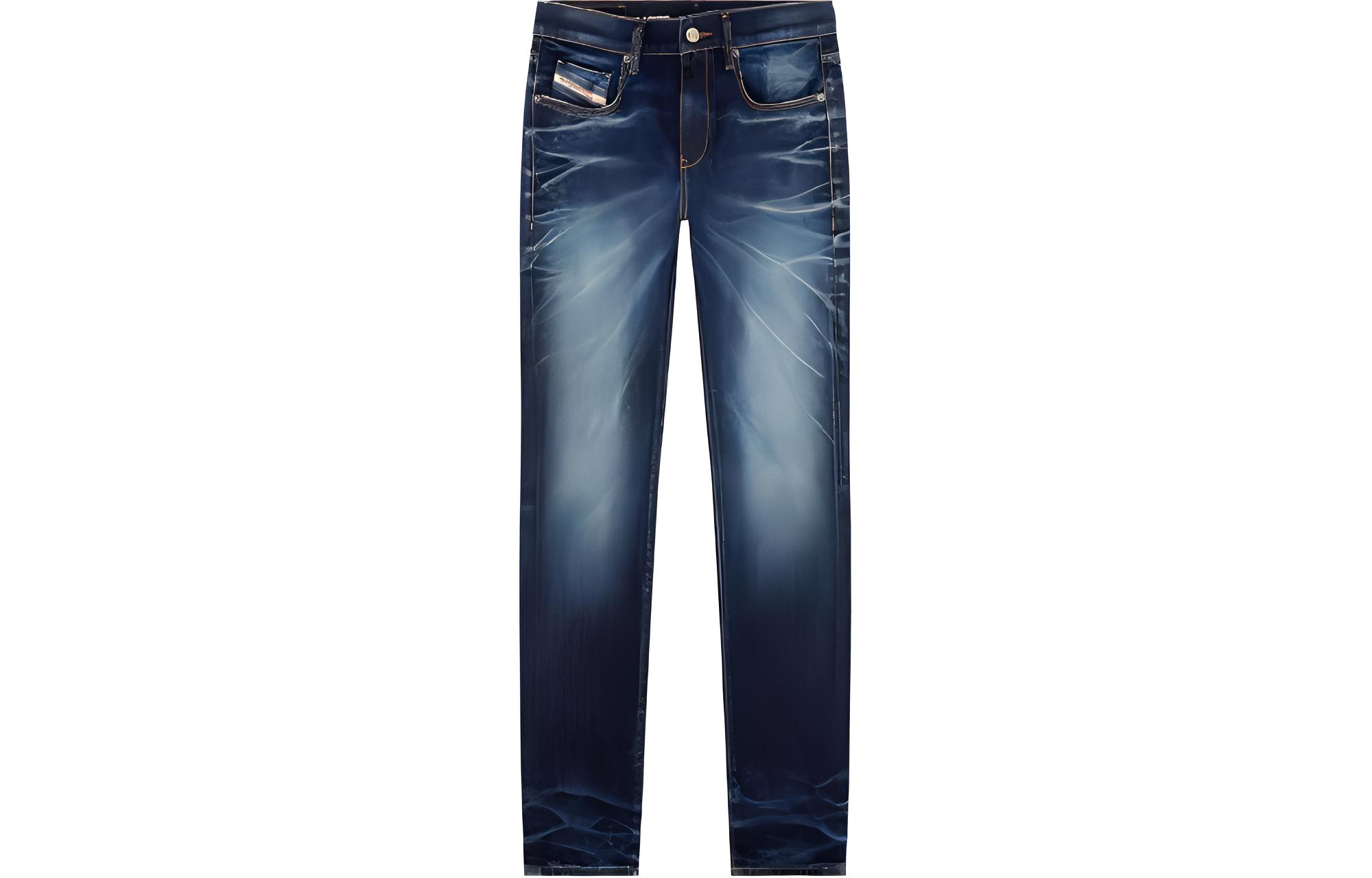 DIESEL FW23 D-Strukt Slim Straight Fit Stretch Denim Jeans Men Dark Blue. A0356209G29-01