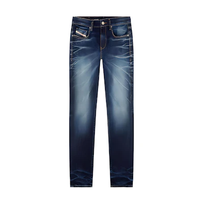 DIESEL FW23 D-Strukt Slim Straight Fit Stretch Denim Jeans Men Dark Blue. A0356209G29-01