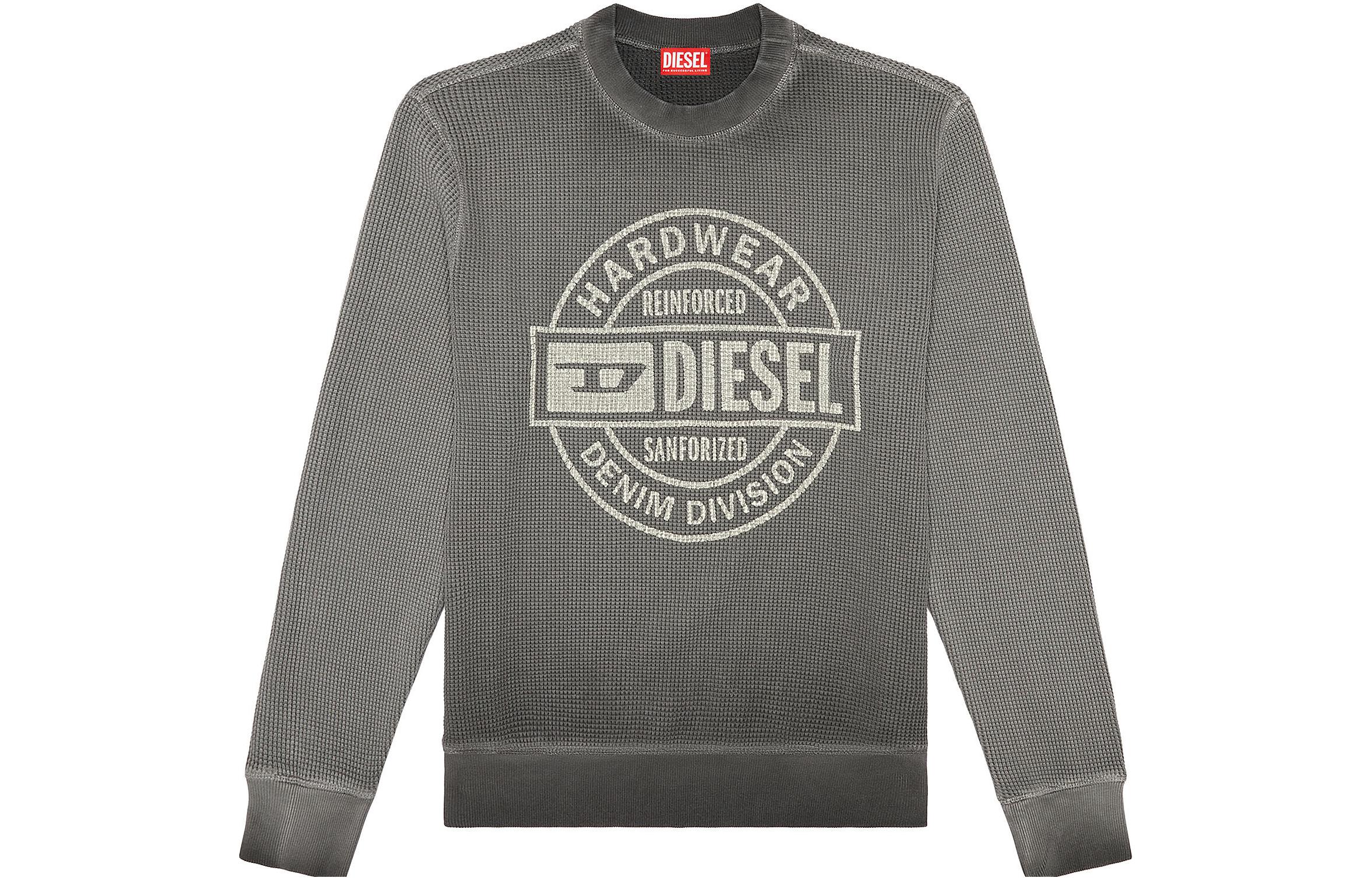 Diesel FW23 Gray Crewneck Pullover Lettering Sweatshirt A112530DNAJ-900
