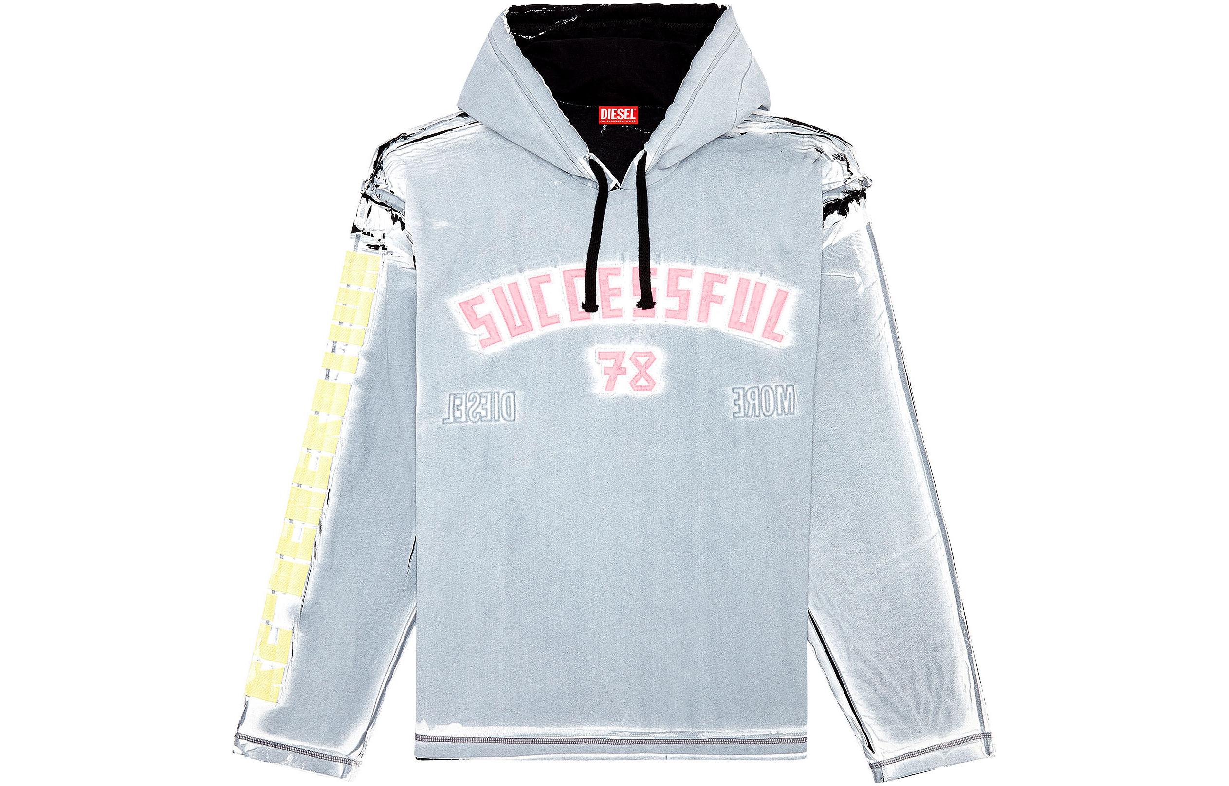 Diesel FW23 Light Blue Long-Sleeve Sweatshirt with Letter Patch Design A117470QHAZ-9XXA