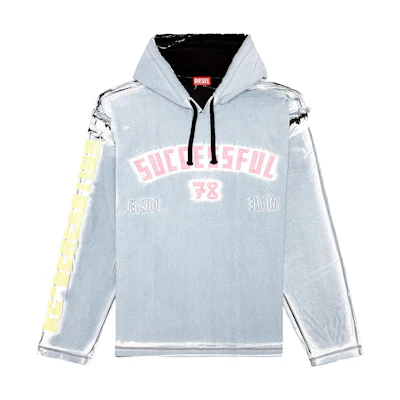 Diesel FW23 Light Blue Long-Sleeve Sweatshirt with Letter Patch Design A117470QHAZ-9XXA