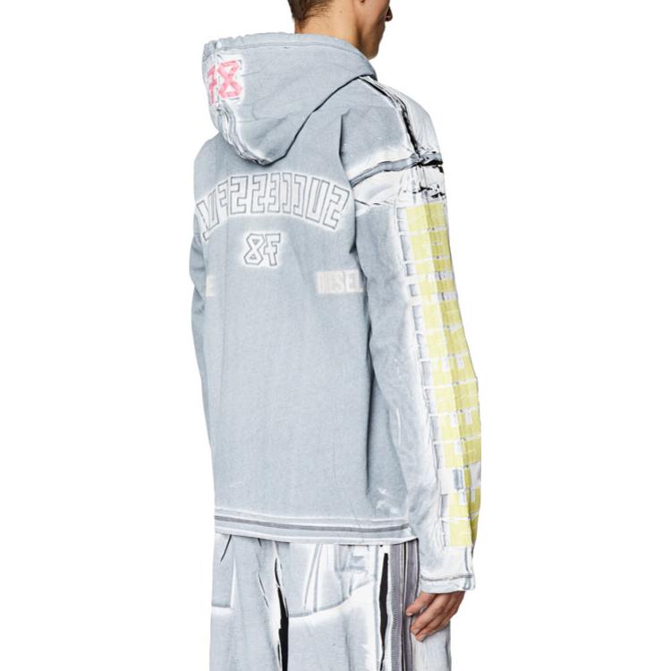 Shop Diesel FW23 淺藍色長袖貼字設計運動衫 A117470QHAZ-9XXA