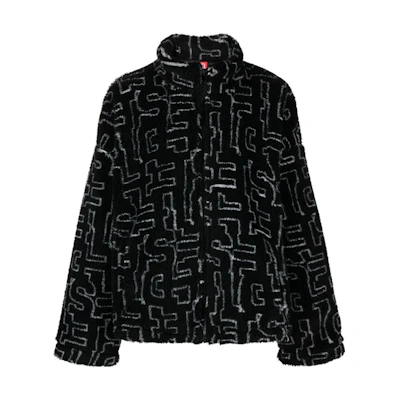 Diesel FW23 Logo Jacquard Zip-Up Fleece Pilot Jacket Black – A125950CHAK-BLACK
