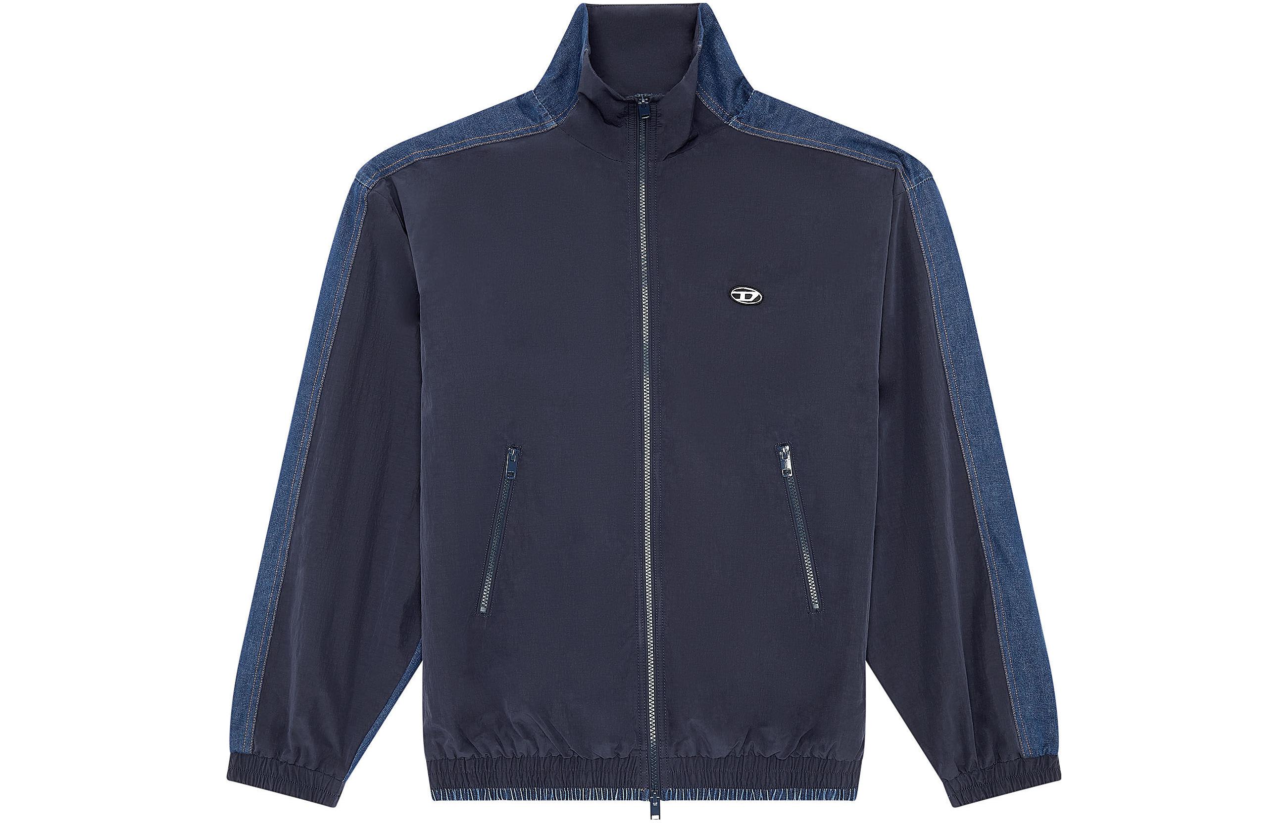 Diesel FW23 Logo Patch Zip-Up Jacket Blue A104320WFAM-81E