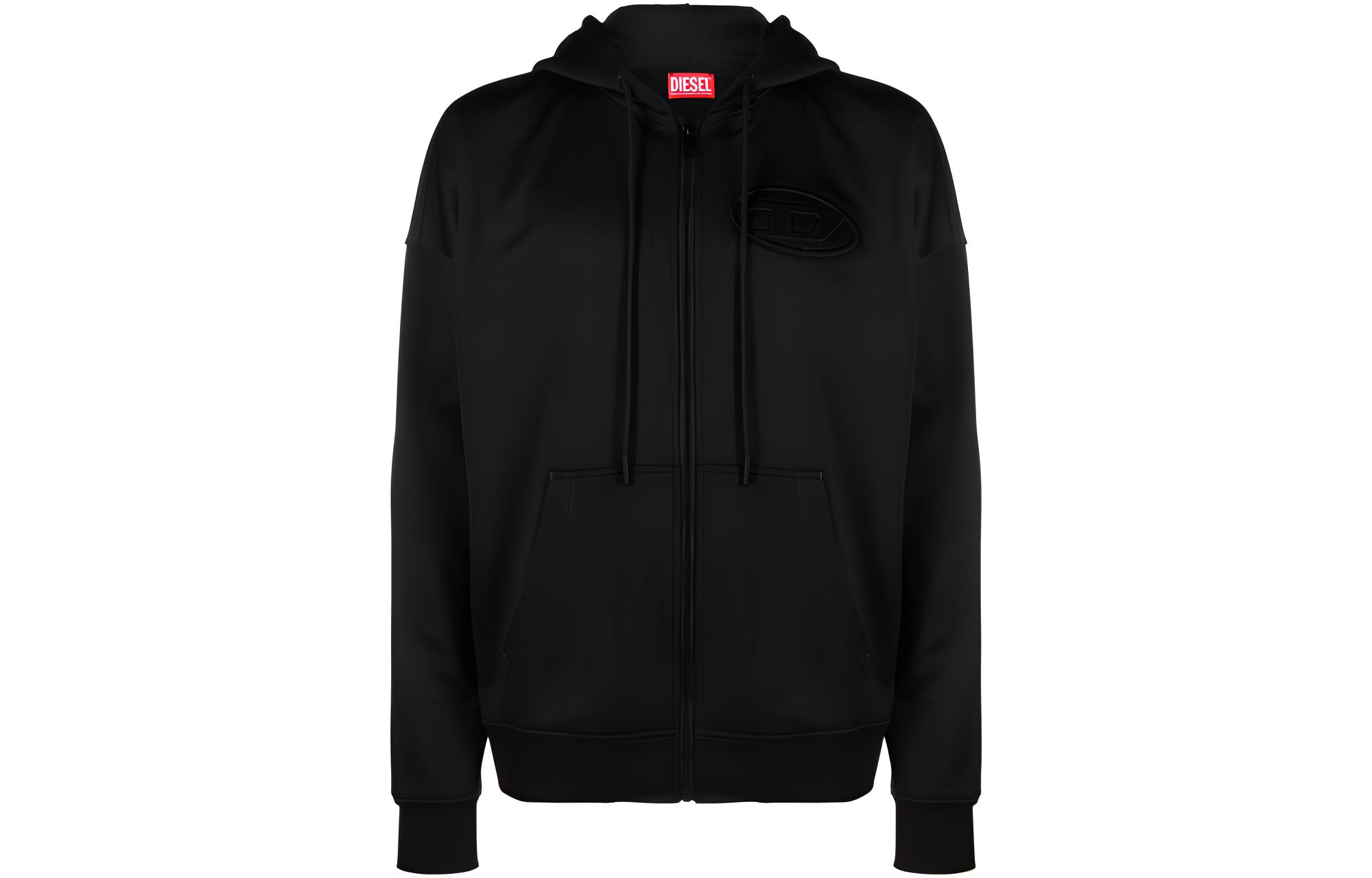 Diesel FW23 OVAL-D Hoodie Black Zipper Knit Sweatshirt A121060WHAK-BLACK