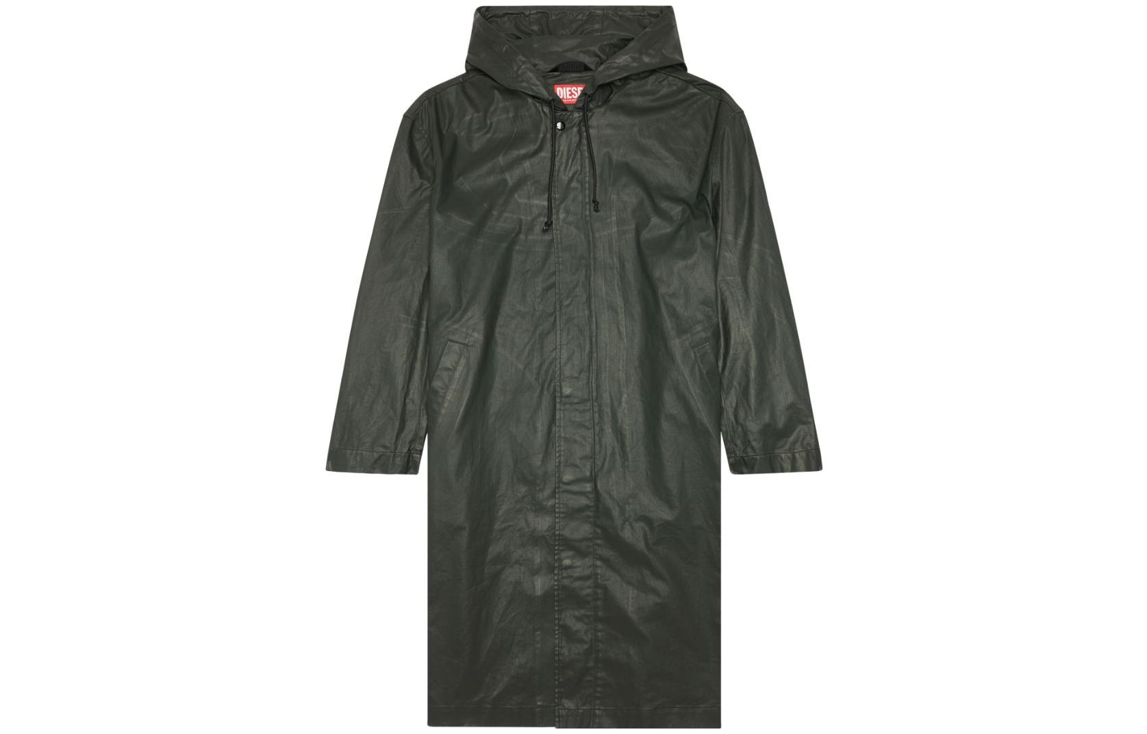 DIESEL FW23 OVAL-D Logo Embroidered Distressed Hooded Jacket Black Men A104900CMAN