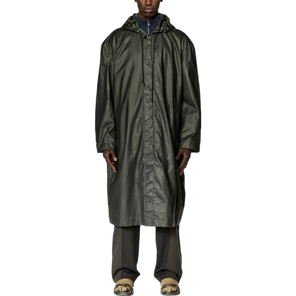 Lookbook DIESEL FW23 OVAL-D Logo Embroidered Distressed Hooded Jacket Black Men A104900CMAN